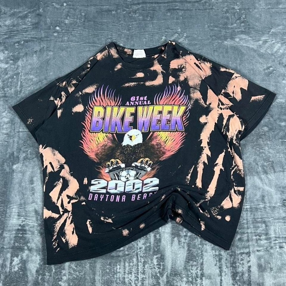 2002 Daytona Beach Bike Week Tie Dye Black & Orange - no size tag